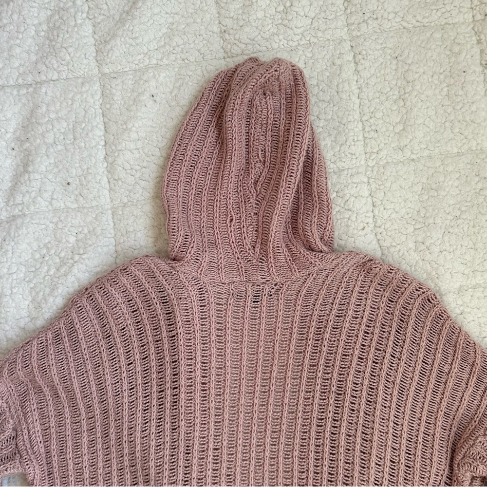 American Eagle Outfitters - Women's Pink Hooded Sweater Cardigan - Picture 9 of 9
